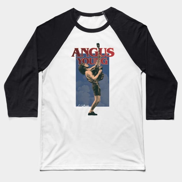 Angus Young High Voltage Baseball T-Shirt by gwpxstore